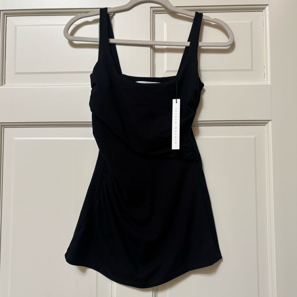 Susana Monaco black ruched tank top small